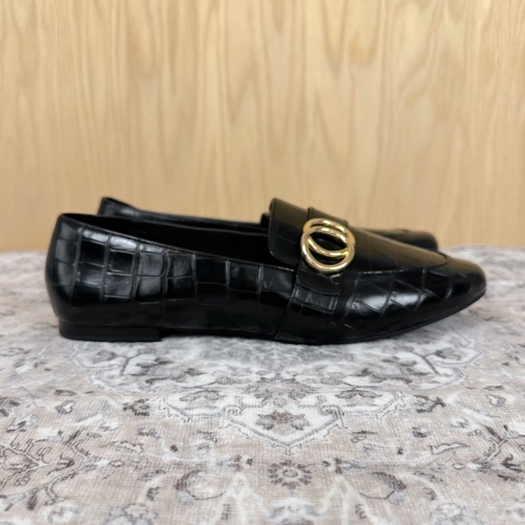 C Comfort Black Croc Loafers Gold Hardware - Picture 5 of 9